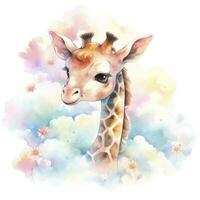 ai generiert Aquarell Baby Giraffe. ai generiert foto