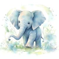 ai generiert Aquarell Baby Elefant. ai generiert foto