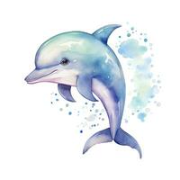 ai generiert Aquarell Fantasie Baby Delfin Clip Kunst isoliert Weiß Hintergrund. ai generiert foto