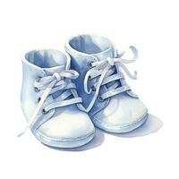 ai generiert Aquarell Neugeborene klein Schuhe isoliert Weiß Hintergrund. ai generiert foto