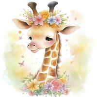 ai generiert Aquarell Baby Giraffe. ai generiert foto