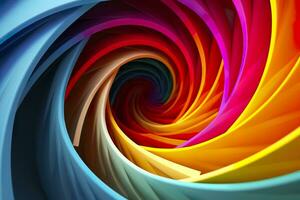 ai generiert geometrisch Spiral- Muster im beschwingt und energisch Farben. ein Fachmann Farbe Benotung Experiment. ai generativ foto