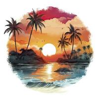 ai generiert tropisch Sonnenuntergang zum T-Shirt Design. ai generiert foto