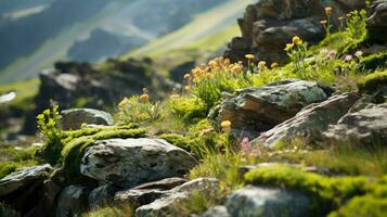 ai generiert Gipfel Plateau Berge Landschaft foto