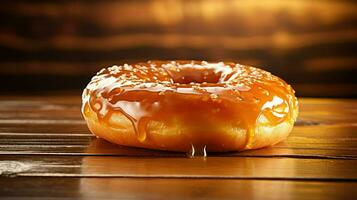 ai generiert Dessert glasiert Krapfen Essen foto