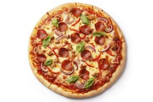 ai generiert Pizza isoliert auf Weiß Hintergrund. ai generiert foto