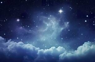 ai generiert Raum von Nacht Himmel mit Wolken und Sterne. generativ ai foto