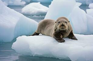 ai generiert Meer Otter auf Eis. ai generiert foto