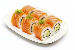 ai generiert Sushi isoliert auf Weiß Hintergrund. ai generiert foto