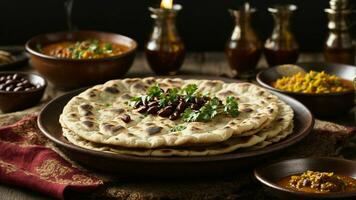 ai generiert Feature das hausgemacht Naan oder Roti Das begleitet Ihre rajma Reis. foto