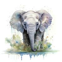 ai generiert Aquarell Baby Elefant. ai generiert foto