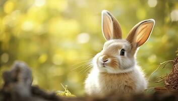 ai generiert Ostern Hase mit schön Frühling Natur. ai generiert foto