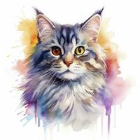 ai generiert Aquarell Katze Clip Kunst auf Weiß Hintergrund. ai generiert foto