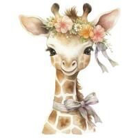 ai generiert Aquarell Baby Giraffe. ai generiert foto