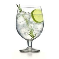 ai generiert Gin Tonic Glas von Wasser mit Eis isoliert auf Weiß Hintergrund. ai generiert foto