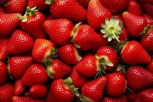 ai generiert Textur von frisch Erdbeeren wie Hintergrund. generativ ai foto