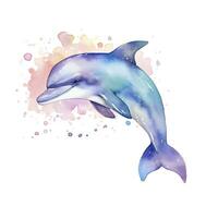 ai generiert Aquarell Fantasie Baby Delfin Clip Kunst isoliert Weiß Hintergrund. ai generiert foto