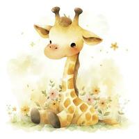 ai generiert Aquarell Baby Giraffe. ai generiert foto