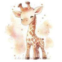 ai generiert Aquarell Baby Giraffe. ai generiert foto