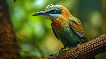 ai generiert Türkis brauen motmot im beschwingt Farben. generativ ai foto