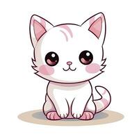 ai generiert süß kawaii Katze Clip Art Symbol Weiß Hintergrund. ai generiert foto