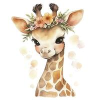 ai generiert Aquarell Baby Giraffe. ai generiert foto