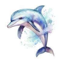 ai generiert Aquarell Fantasie Baby Delfin Clip Kunst isoliert Weiß Hintergrund. ai generiert foto