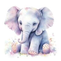 ai generiert Aquarell Baby Elefant. ai generiert foto