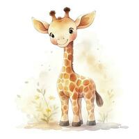 ai generiert Aquarell Baby Giraffe. ai generiert foto