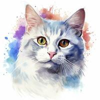 ai generiert Aquarell Katze Clip Kunst auf Weiß Hintergrund. ai generiert foto