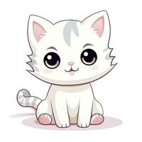 ai generiert süß kawaii Katze Clip Art Symbol Weiß Hintergrund. ai generiert foto