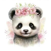 ai generiert Aquarell Fantasie Baby Panda Clip Kunst isoliert Weiß Hintergrund. ai generiert foto