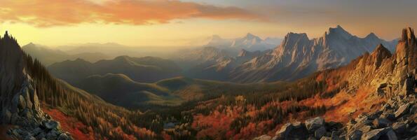 ai generiert Panorama Berg Herbst Landschaft. ai generiert foto