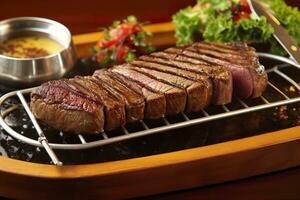 ai generiert Steak Rotisserie beim das Steak-House, geschnitten Picanha, Picanha. generativ ai foto