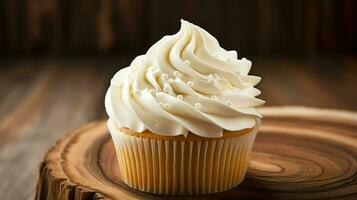 ai generiert Bäckerei Buttercreme Cupcake Essen foto