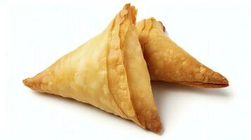 ai generiert zwei lecker Samosa isoliert auf Weiß Hintergrund. ai generiert. foto