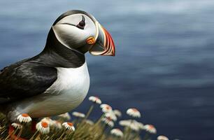 ai generiert atlantisch Papageientaucher Vogel. ai generiert foto