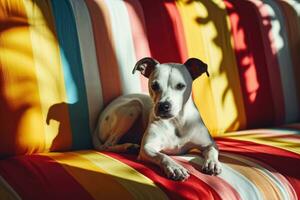 ai generiert Porträt von ein Hund im Pop Kunst Stil, Jahrgang Stil foto