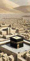 ai generiert Muslim Gemeinschaft feiert eid beschwingt Kaaba Szene im Mekka foto