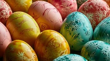 ai generiert hell farbig Ostern Eier. glücklich Ostern Konzept. foto