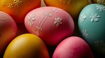 ai generiert hell farbig Ostern Eier. glücklich Ostern Konzept. foto