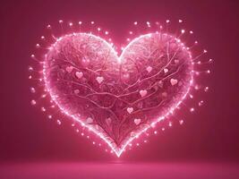 ai generiert romantisch glühend Herzen Bild neural Netzwerk entworfen Valentinstag Hintergrund foto
