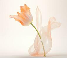 ai generiert ein Weiß Tulpe im ein Vase ist im Vorderseite von ein Weiß Hintergrund, foto