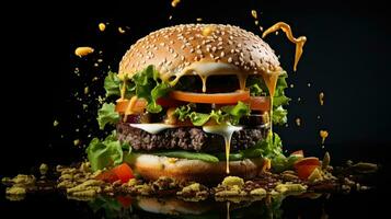 ai generiert köstlich und saftig Rindfleisch Burger ai generativ foto