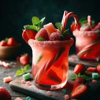 ai generiert Erdbeere Cocktail mit Minze Blätter ai generativ foto