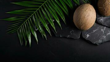 ai generiert frisch Kokosnuss Obst mit Blatt ai generativ foto