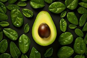 ai generiert Porträt Avocado mit Blatt ai generativ foto