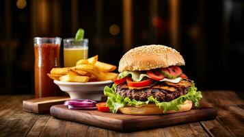 ai generiert köstlich und lecker Rindfleisch Burger ai generativ foto