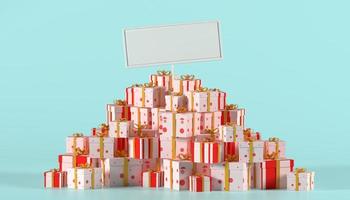 Hintergrund der Geschenkbox 3d für Verkaufsförderung des neuen Jahres foto
