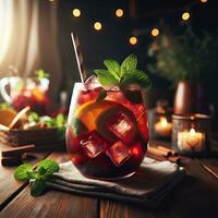 ai generiert frisch Cocktail mit Minze Blätter auf das Tabelle ai generativ foto